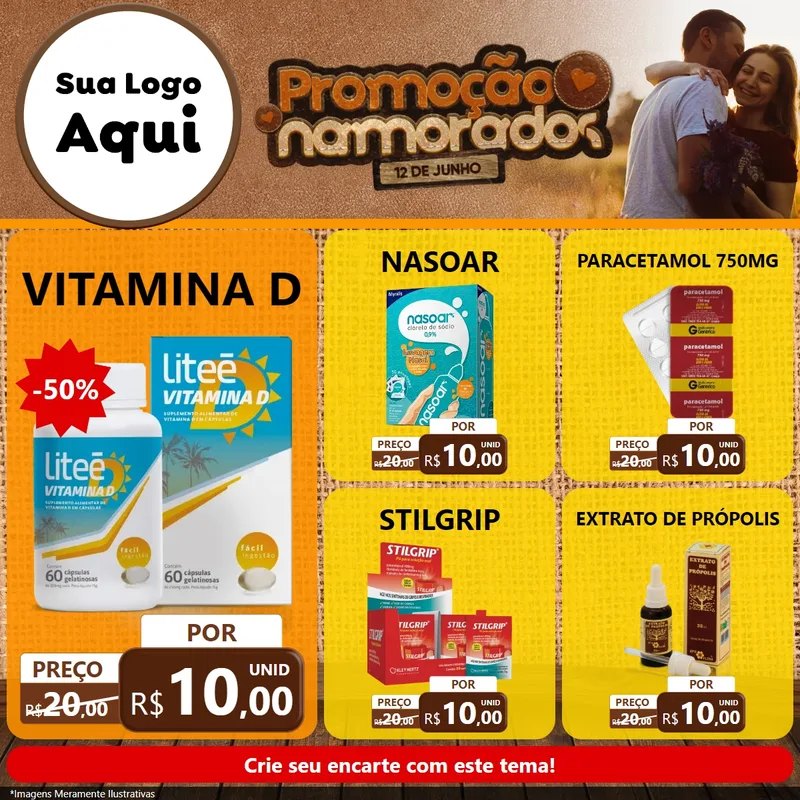 Modelo de Rede Social para Feed Facebook com o tema Promoção Namorados para Farmácia