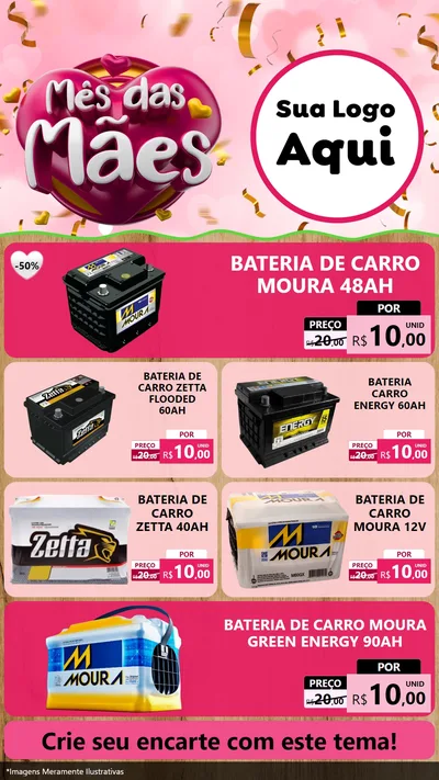 Modelo de TV para TV Vertical com o tema Mês das Mães para Baterias Elétricas