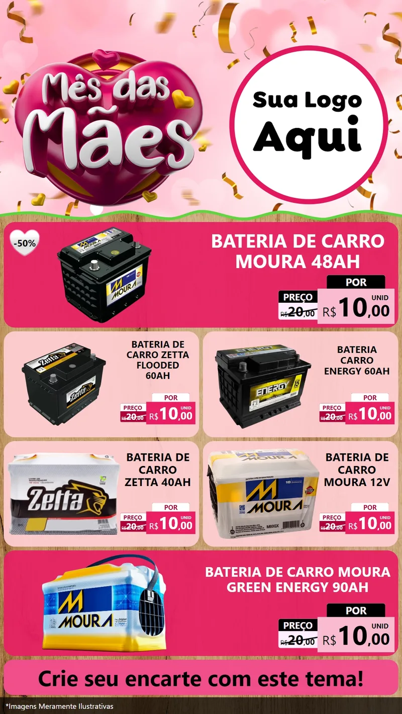 Modelo de TV para TV Vertical com o tema Mês das Mães para Baterias Elétricas