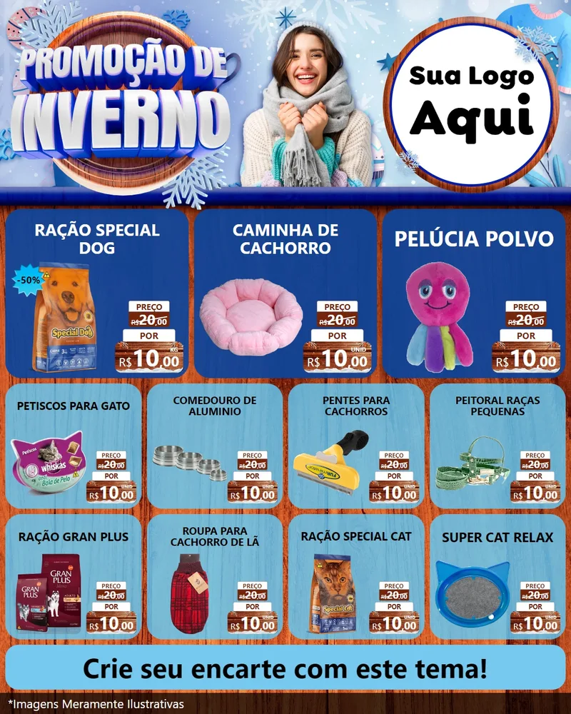 Modelo de Rede Social para Feed Instagram com o tema Promoção de Inverno para Pet Shop