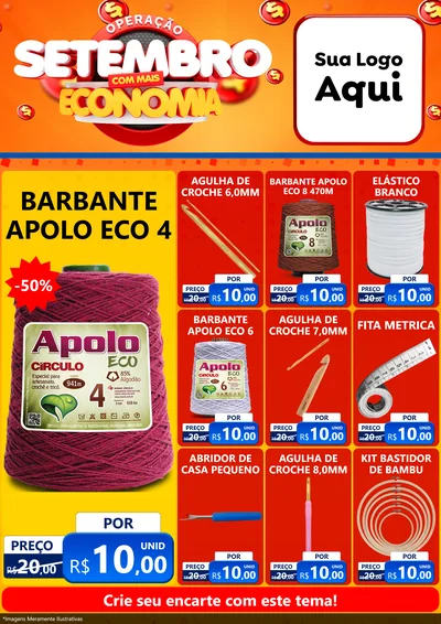 Modelo de Encarte para Encarte A4 Vertical com o tema Operação Setembro Com Muita Economia para Armarinho e Aviamentos