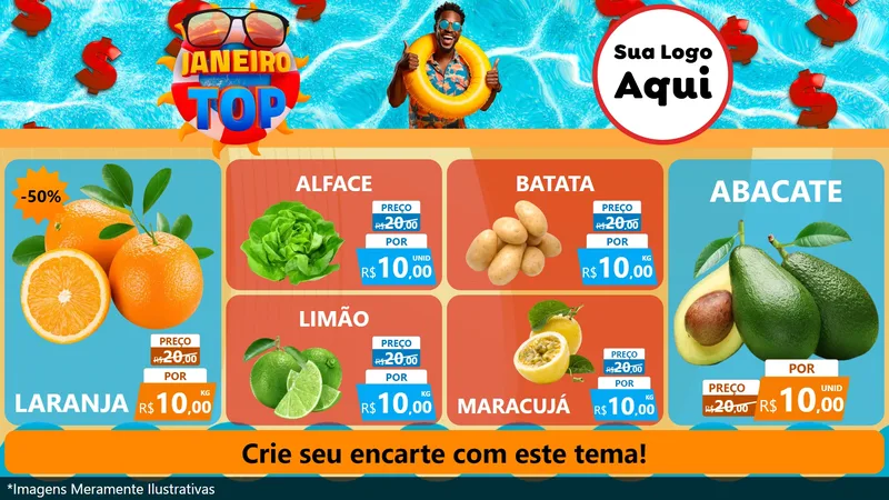 Modelo de TV para TV Horizontal com o tema Janeiro Top para Hortifrúti