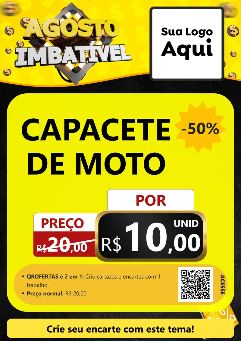 Modelo de Cartaz para Cartaz A4 Vertical com o tema Agosto Imbatível para Moto peças