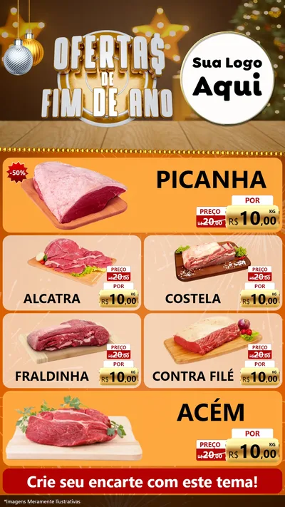 Modelo de TV para TV Vertical com o tema Ofertas de Fim de Ano para Açougue