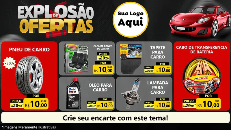 Modelo de TV para TV Horizontal com o tema Explosão de Ofertas para Auto peças