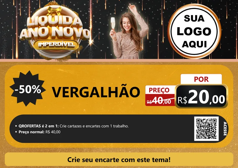 Modelo de Cartaz para Cartaz A4 Horizontal com o tema Liquida Ano Novo Imperdível para Ferragens