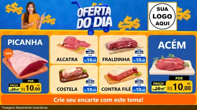 Modelo de TV para TV Horizontal com o tema Oferta do Dia para Açougue