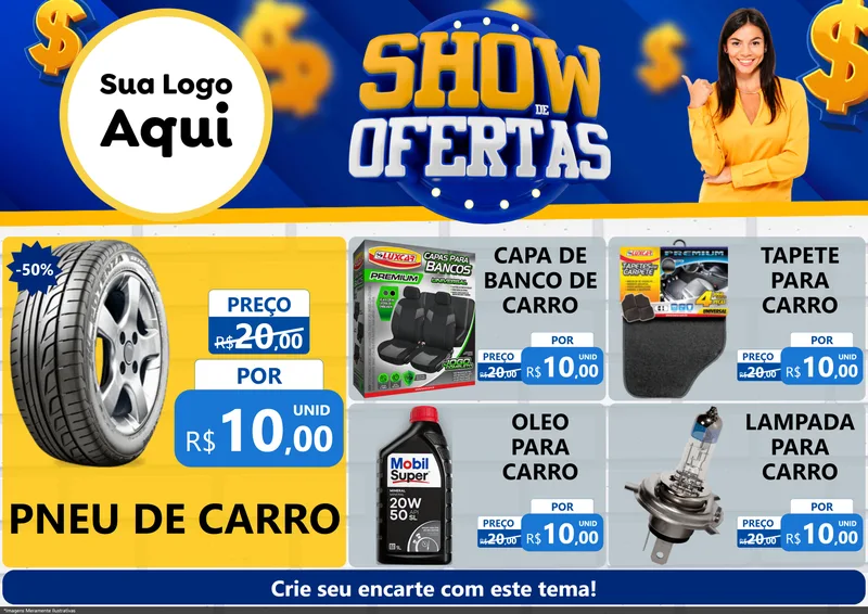 Modelo de Encarte para Encarte A4 Horizontal com o tema Show de Ofertas para Auto peças