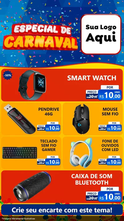 Modelo de TV para TV Vertical com o tema Especial de Carnaval para Informática