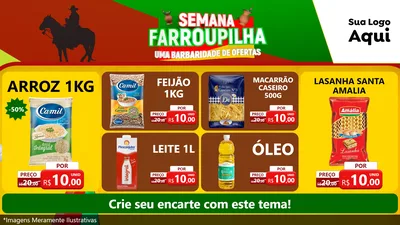 Modelo de TV para TV Horizontal com o tema Semana Farroupilha - Uma Barbaridade de Ofertas para Supermercado
