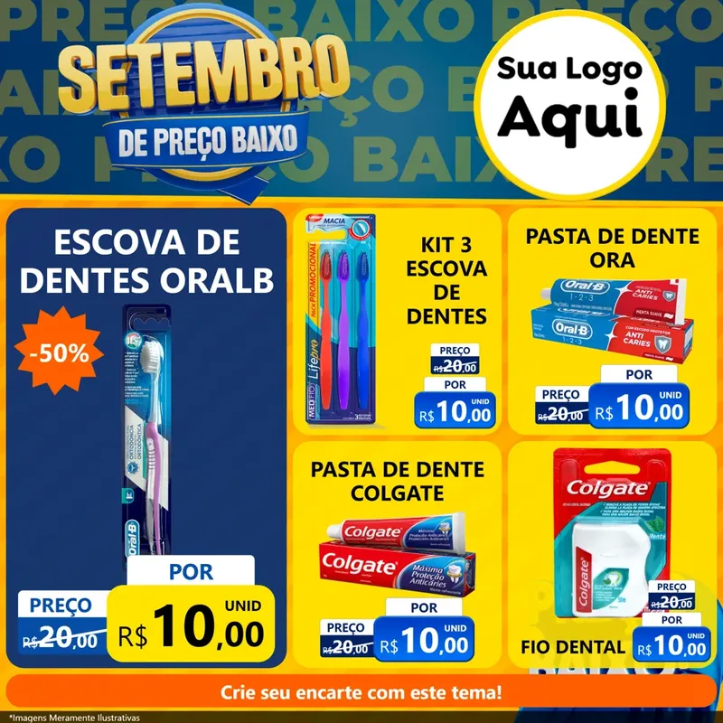 Modelo de Rede Social para Feed Facebook com o tema Setembro De Preço Baixo para Higiene Pessoal