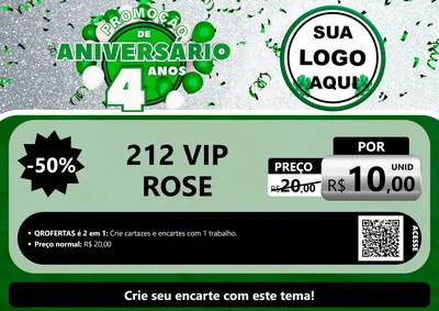 Modelo de Cartaz para Cartaz A4 Horizontal com o tema Promoção de Aniversário - 4 Anos para Perfumes