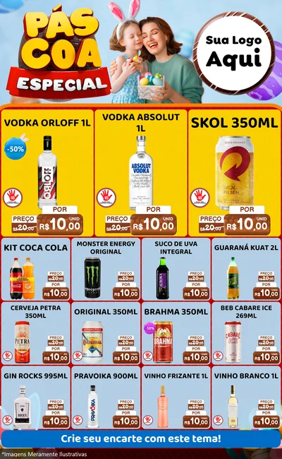 Modelo de Encarte para Encarte Grande com o tema Páscoa Especial para Distribuidora de bebidas