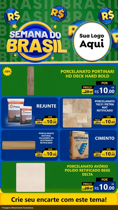 Modelo de TV para TV Vertical com o tema Semana Do Brasil para Pisos e revestimentos