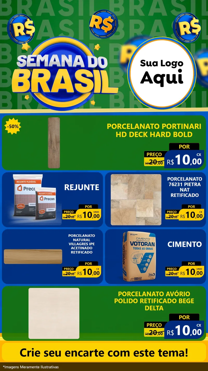 Modelo de TV para TV Vertical com o tema Semana Do Brasil para Pisos e revestimentos