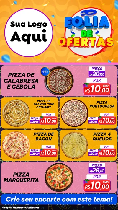 Modelo de TV para TV Vertical com o tema Folia de Ofertas para Pizzaria