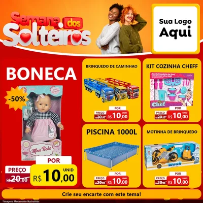 Modelo de Rede Social para Feed Facebook com o tema Semana dos Solteiros para Brinquedos