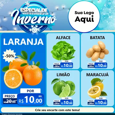 Modelo de Rede Social para Feed Facebook com o tema Especial de Inverno para Hortifrúti