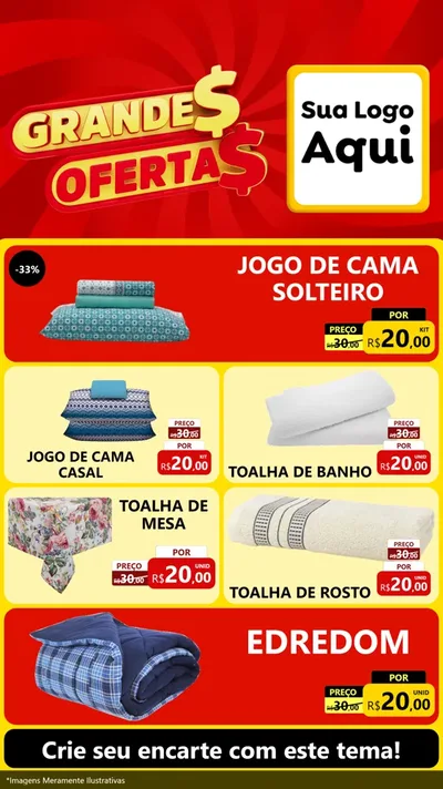 Modelo de TV para TV Vertical com o tema Grandes Ofertas para Cama, Mesa e Banho