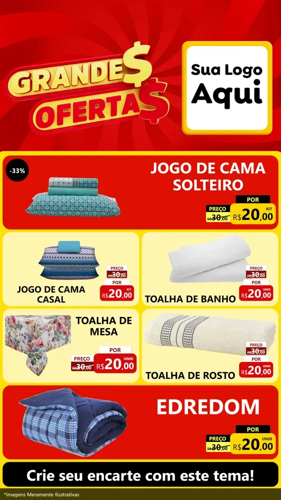 Modelo de TV para TV Vertical com o tema Grandes Ofertas para Cama, Mesa e Banho