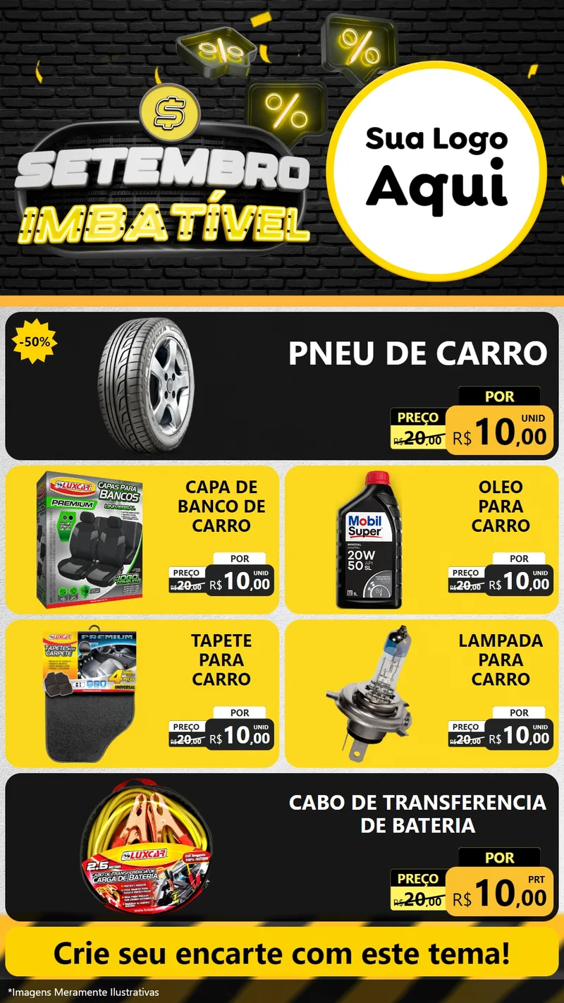Modelo de TV para TV Vertical com o tema Setembro Imbatível para Auto peças