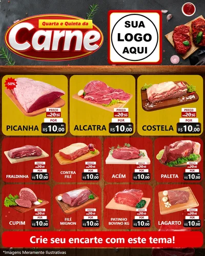 Modelo de Rede Social para Feed Instagram com o tema Quarta e Quinta da Carne para Açougue