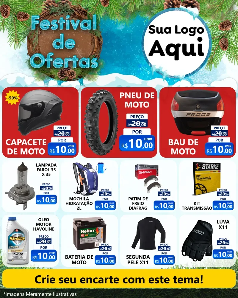 Modelo de Rede Social para Feed Instagram com o tema Festival de Ofertas - Inverno para Moto peças