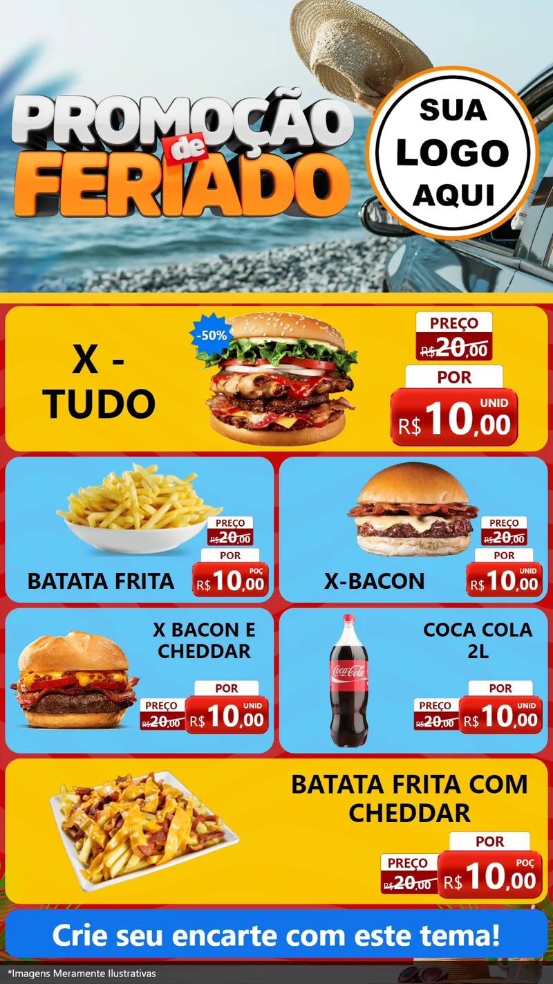 Modelo de TV para TV Vertical com o tema Promoção de Feriado para Hamburgueria