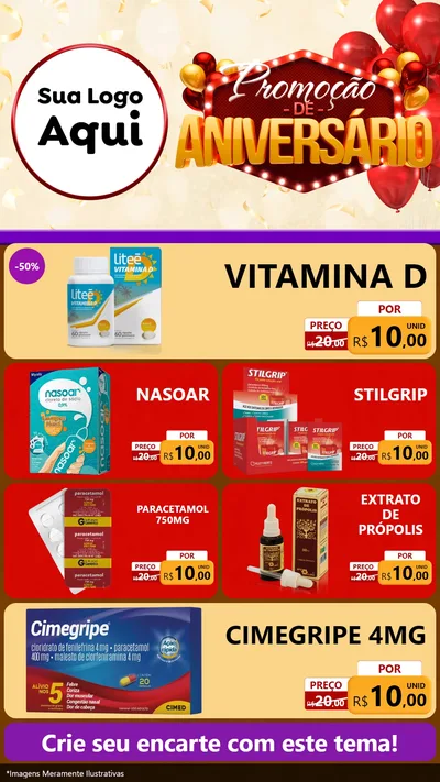 Modelo de TV para TV Vertical com o tema Promoção de Aniversário para Farmácia