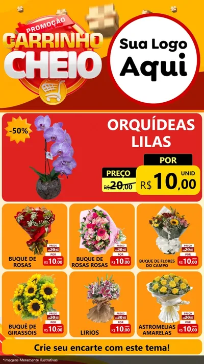 Modelo de Rede Social para Stories com o tema Promoção carrinho cheio para Floricultura e jardim