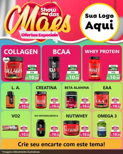 Modelo de Rede Social para Feed Instagram com o tema Show das Mães - Ofertas Especiais para Suplementos alimentares