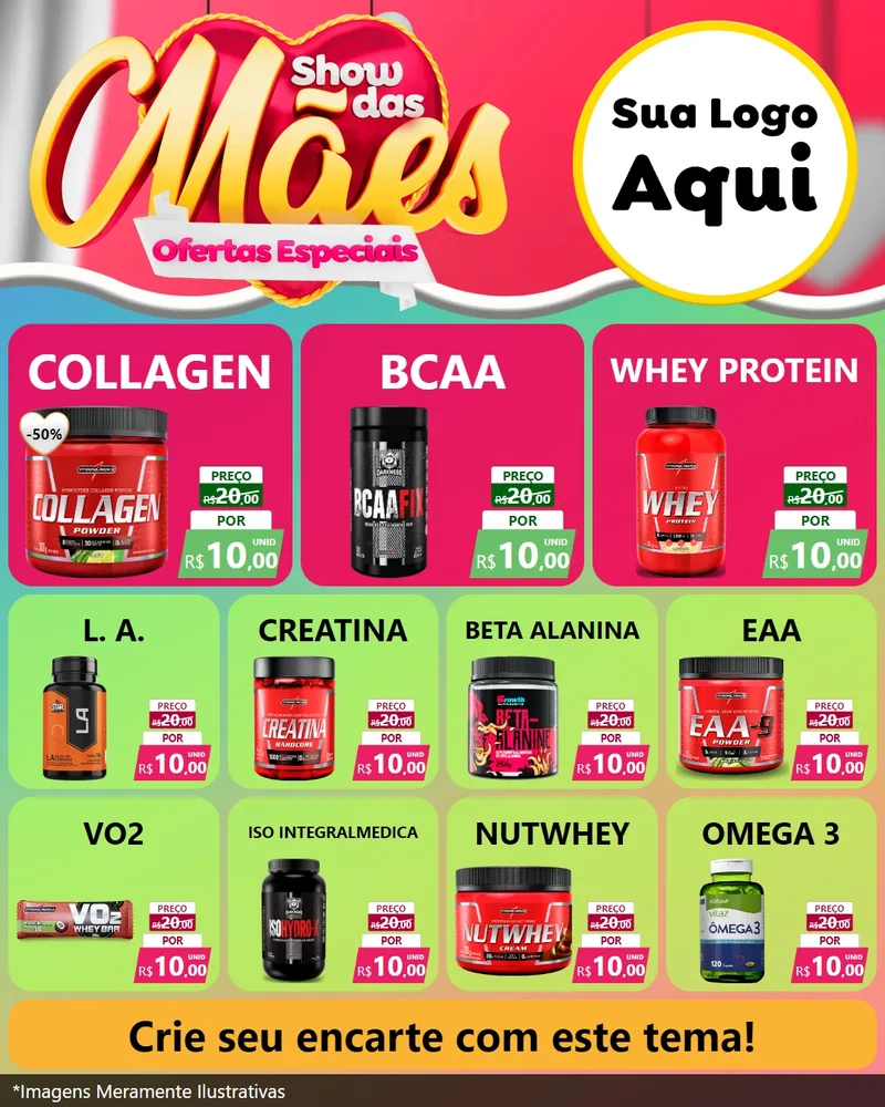 Modelo de Rede Social para Feed Instagram com o tema Show das Mães - Ofertas Especiais para Suplementos alimentares