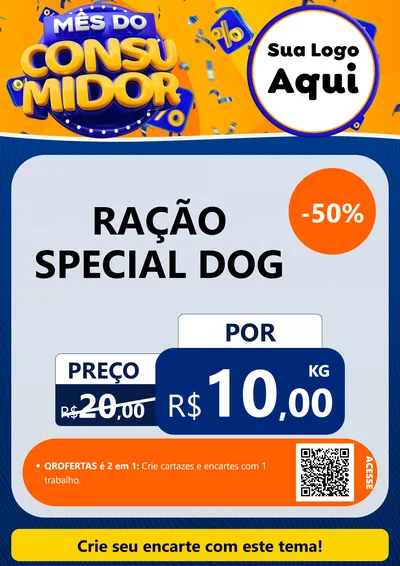 Modelo de Cartaz para Cartaz A4 Vertical com o tema Mês do Consumidor para Pet Shop