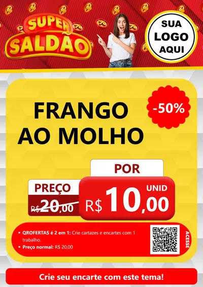 Modelo de Cartaz para Cartaz A4 Vertical com o tema Super Saldão para Restaurante