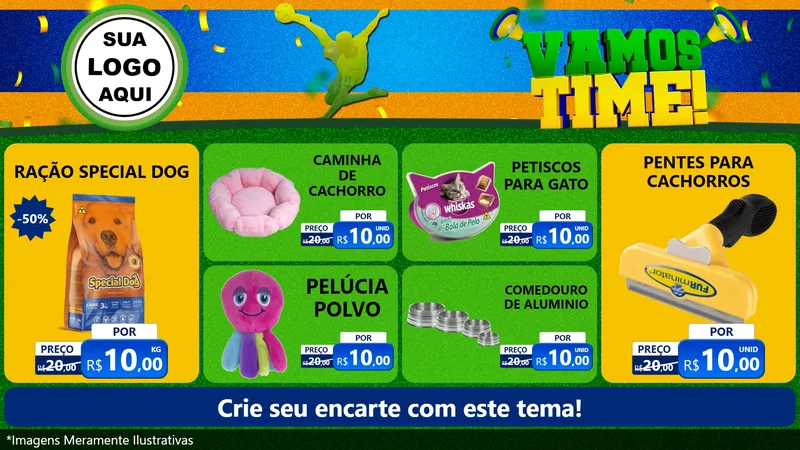 Modelo de TV para TV Horizontal com o tema Vamos Time! para Pet Shop