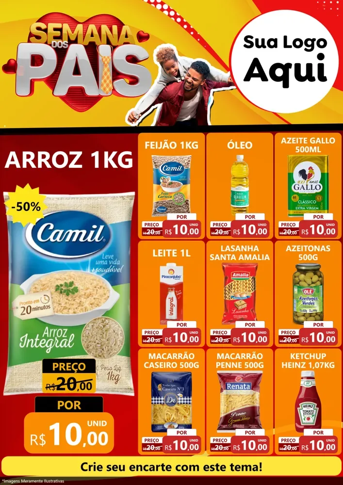 Modelo de Encarte para Encarte A4 Vertical com o tema Semana Dos Pais para Supermercado