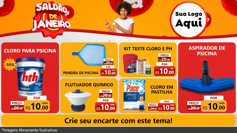 Modelo de TV para TV Horizontal com o tema Saldão de Janeiro para Produtos para Piscina