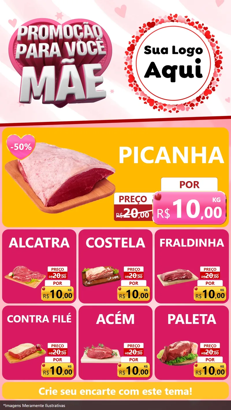 Modelo de Rede Social para Stories com o tema Promoção Para Você Mãe para Açougue