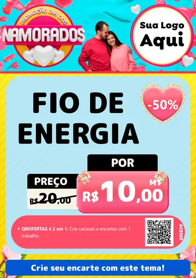 Modelo de Cartaz para Cartaz A4 Vertical com o tema Promoção Dia dos Namorados para Materiais Elétricos