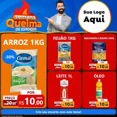 Modelo de Rede Social para Feed Facebook com o tema Semana Queima de Estoque para Supermercado
