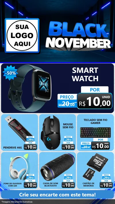 Modelo de Rede Social para Stories com o tema Black November para Informática