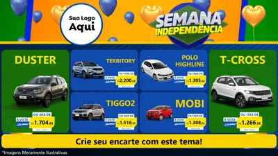 Modelo de TV para TV Horizontal com o tema Semana da Independência para Concessionaria de Carros