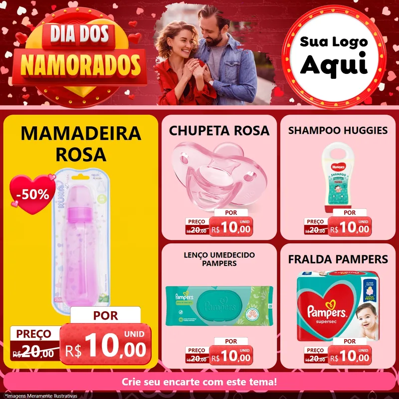 Modelo de Rede Social para Feed Facebook com o tema Dia Dos Namorados para Bebês