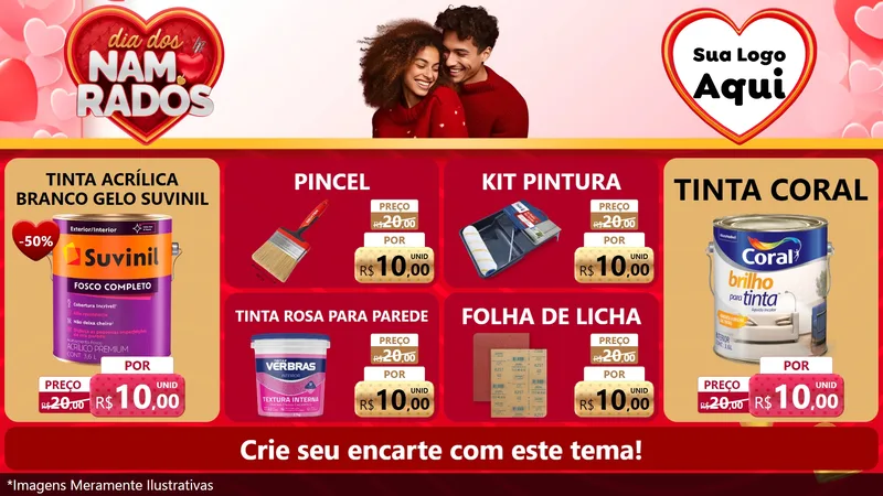 Modelo de TV para TV Horizontal com o tema Dia dos Namorados para Tintas e Ferramentas
