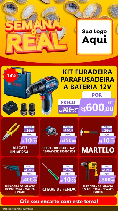 Modelo de Rede Social para Stories com o tema Semana do Real para Maquinas e Ferramentas