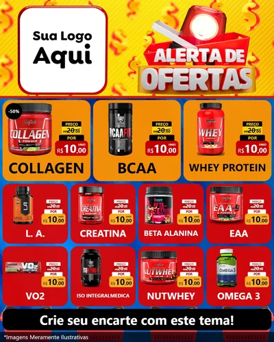 Modelo de Rede Social para Feed Instagram com o tema Alerta de Ofertas para Suplementos alimentares
