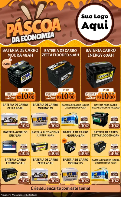Modelo de Encarte para Encarte Grande com o tema Páscoa da Economia para Baterias Elétricas
