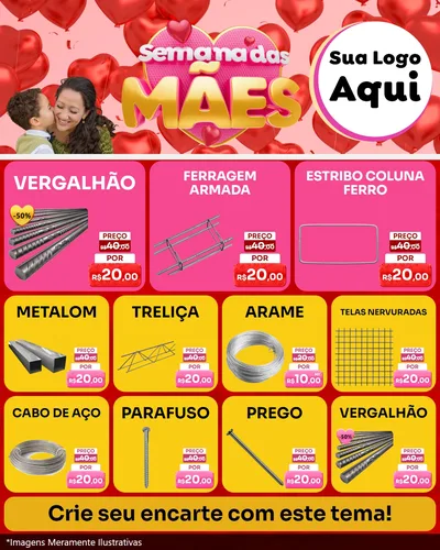 Modelo de Rede Social para Feed Instagram com o tema Semana Das Mães para Ferragens