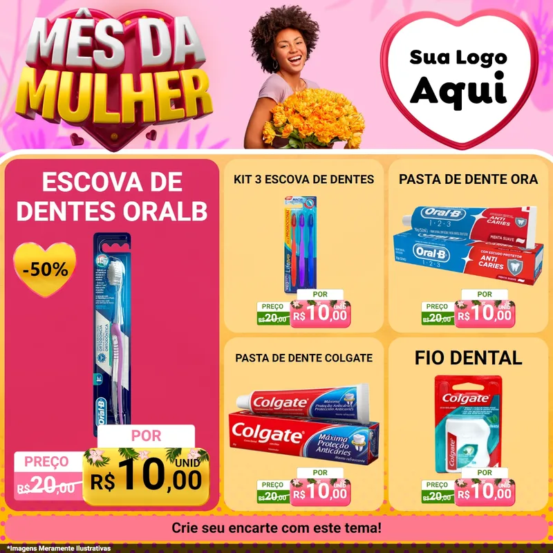 Modelo de Rede Social para Feed Facebook com o tema Mês da Mulher para Higiene Pessoal