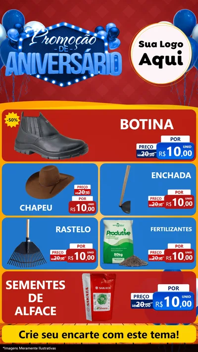 Modelo de TV para TV Vertical com o tema Promoção de Aniversário para Agropecuária